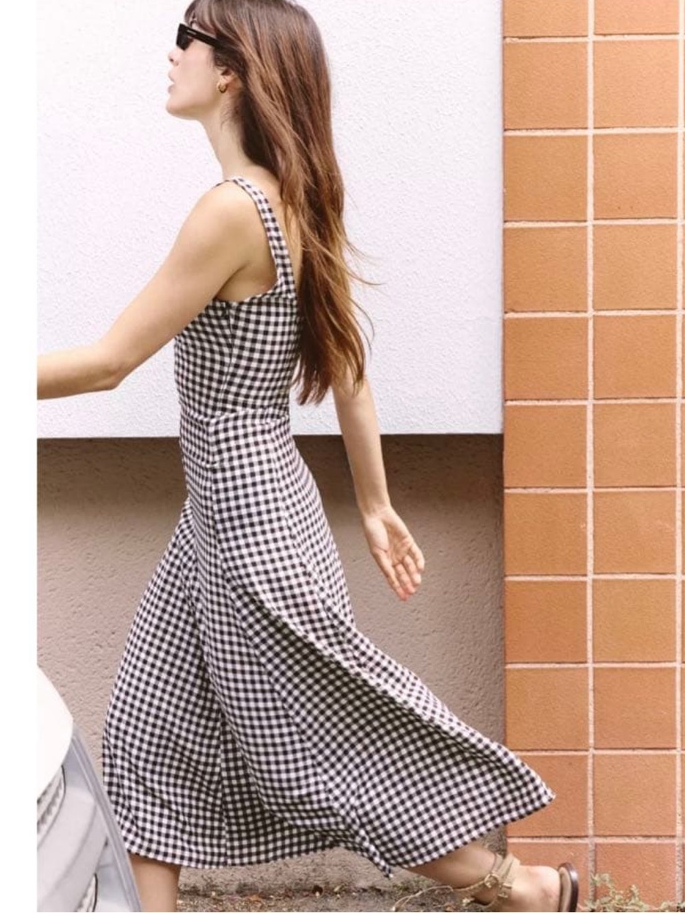 Zara Black and White Gingham Midi Dress - Picture 3 of 5